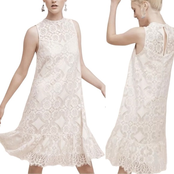 Floreat Dresses & Skirts - Anthropologie Floreat Ivory Manon Lace Sleeveless Overlay Dress Dress Size 4